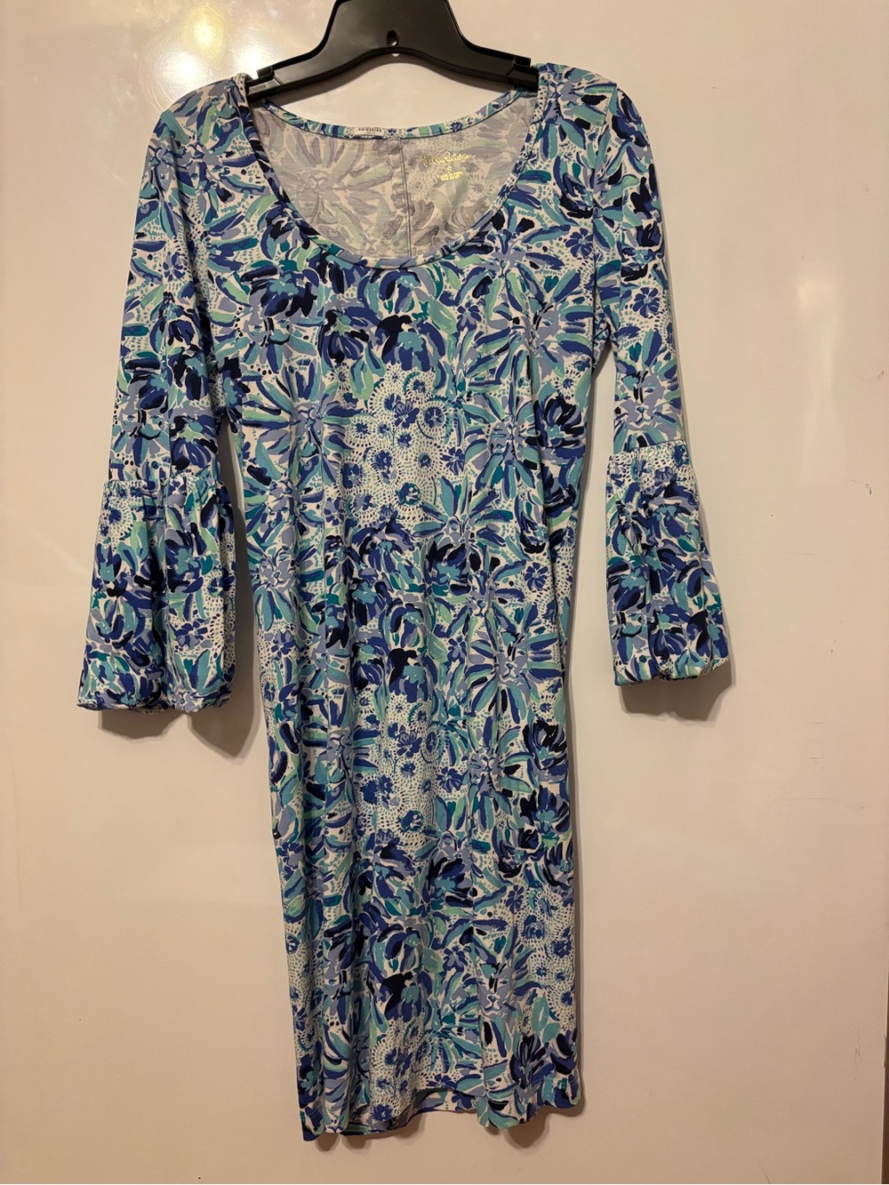 Lilly Pulitzer Blue & Teal Floral Scoop-Neck Midi Dress
